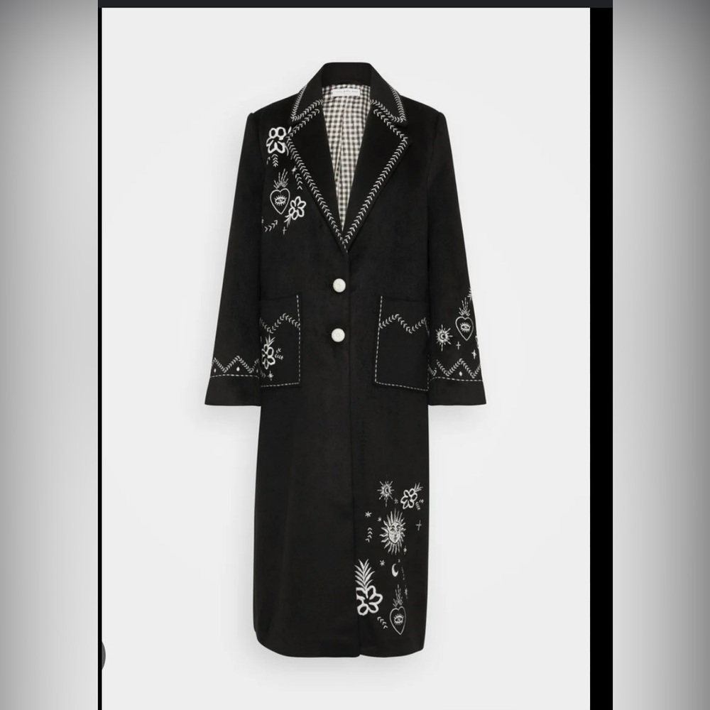Black Embroidered Geneva Coat - Never Fully Dressed